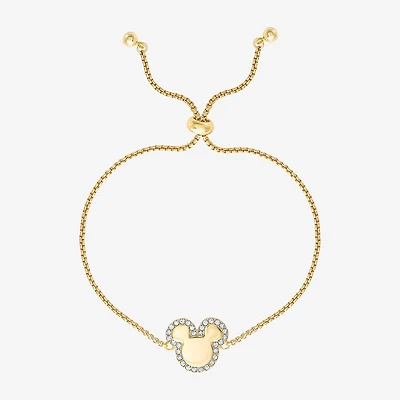Disney Classics Unisex Adult Crystal 18K Gold Over Brass Mickey Mouse Bolo Bracelet