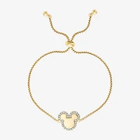 Disney Classics Unisex Adult Crystal 18K Gold Over Brass Mickey Mouse Bolo Bracelet