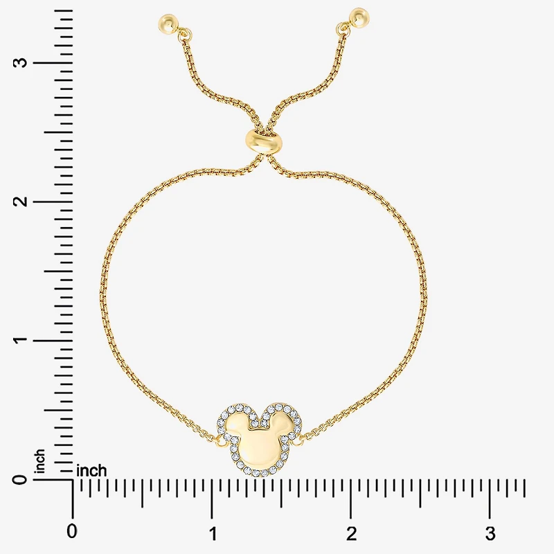 Disney Classics Unisex Adult Crystal 18K Gold Over Brass Mickey Mouse Bolo Bracelet