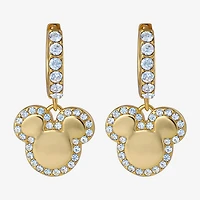 Disney Classics Unisex Adult Crystal 18K Gold Over Brass 23.4mm Mickey Mouse Hoop Earrings