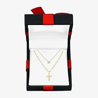 Yes, Please! Cross Womens Diamond Accent Lab Grown White Diamond Accent Cross 2-pc. Pendant Necklace Set
