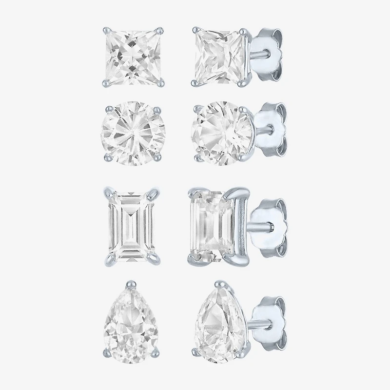 Yes, Please! Womens Lab Created White Sapphire Sterling Silver 4 Pair Jewelry Set