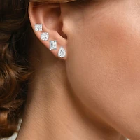 Yes, Please! Womens Lab Created White Sapphire Sterling Silver 4 Pair Jewelry Set
