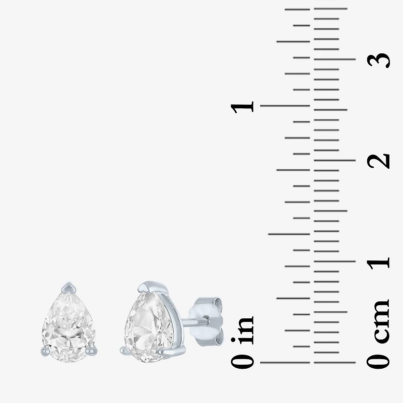 Yes, Please! Womens Lab Created White Sapphire Sterling Silver Pear Round 2 Pair Jewelry Set
