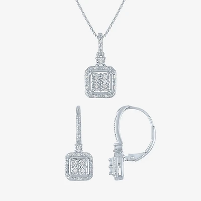 Diamond Blossom Womens 1/10 CT. T.W. Natural White Diamond Sterling Silver 2-pc. Jewelry Set