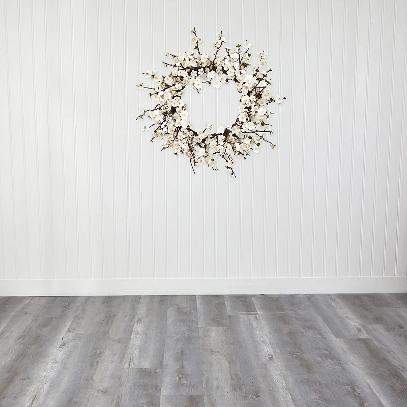 Nearly Natural 24in. Plum Blossom Wreath