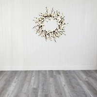 Nearly Natural 24in. Plum Blossom Wreath