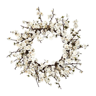Nearly Natural 24in. Plum Blossom Wreath