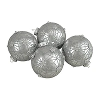 Northlight Silver Floral Ball 4-pc. Christmas Ornament