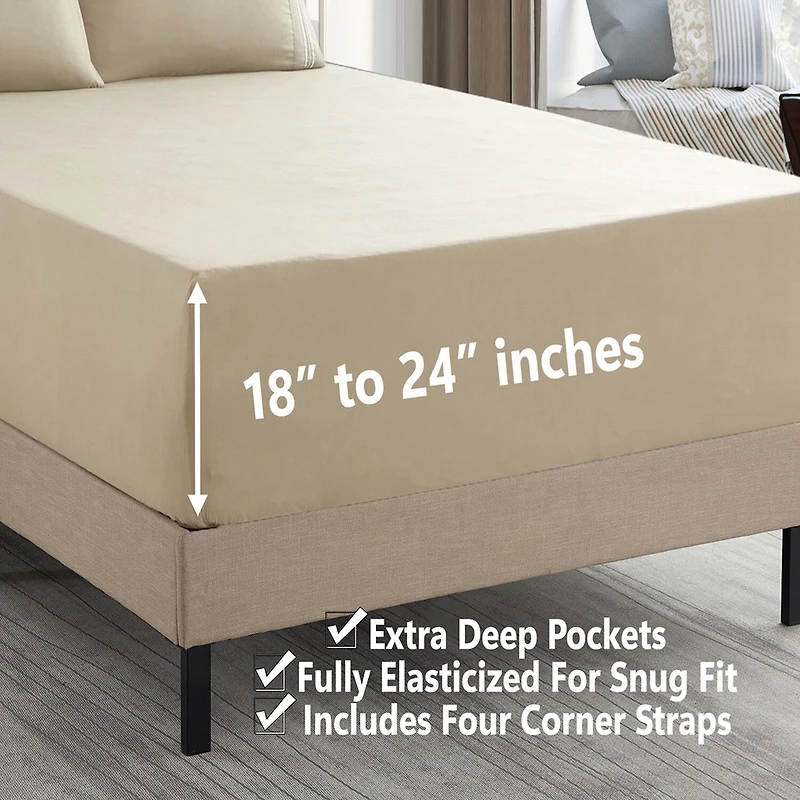 Sweet Home Collection™ 18"-24" Extra Deep Pocket, Double Brushed High End Microfiber Sheet Set