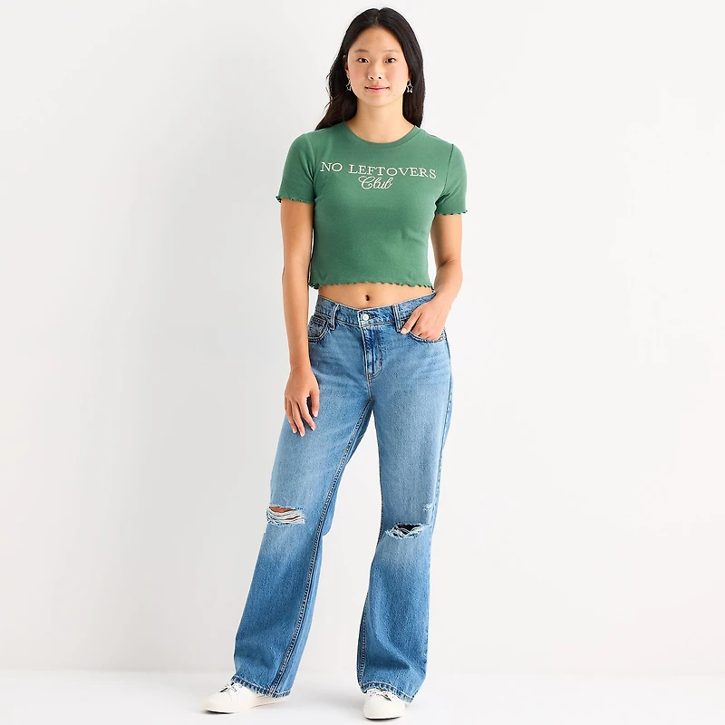 Grayson Threads, The Label No Leftovers Club Baby Tee Womens Juniors Crew Neck Short Sleeve Fitted Graphic T-Shirt