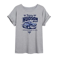 Disney Cars Doc Hudson Tee Womens Juniors Crew Neck Short Sleeve Oversized Graphic T-Shirt