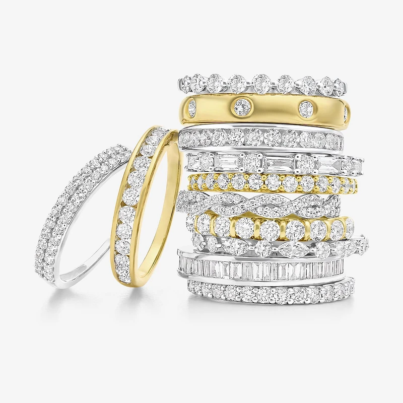 (G-H / Si2-I1) Womens 1/3 CT. T.W. Lab Grown White Diamond 10K Gold Delicate Wedding Band
