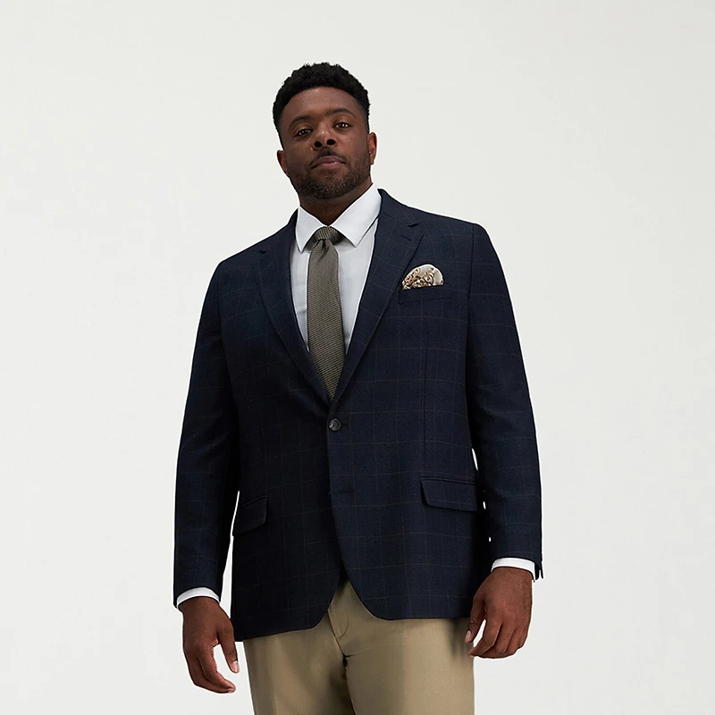 Haggar JMH J.M. Haggar Mens Big and Tall Plaid Regular Fit Sport Coat