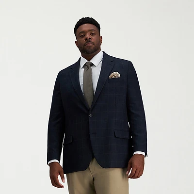 Haggar JMH J.M. Haggar Mens Big and Tall Plaid Regular Fit Sport Coat