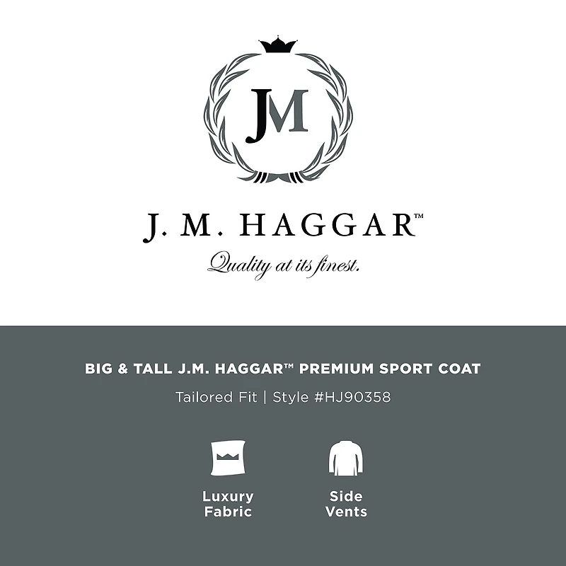 Haggar JMH J.M. Haggar Mens Big and Tall Plaid Regular Fit Sport Coat