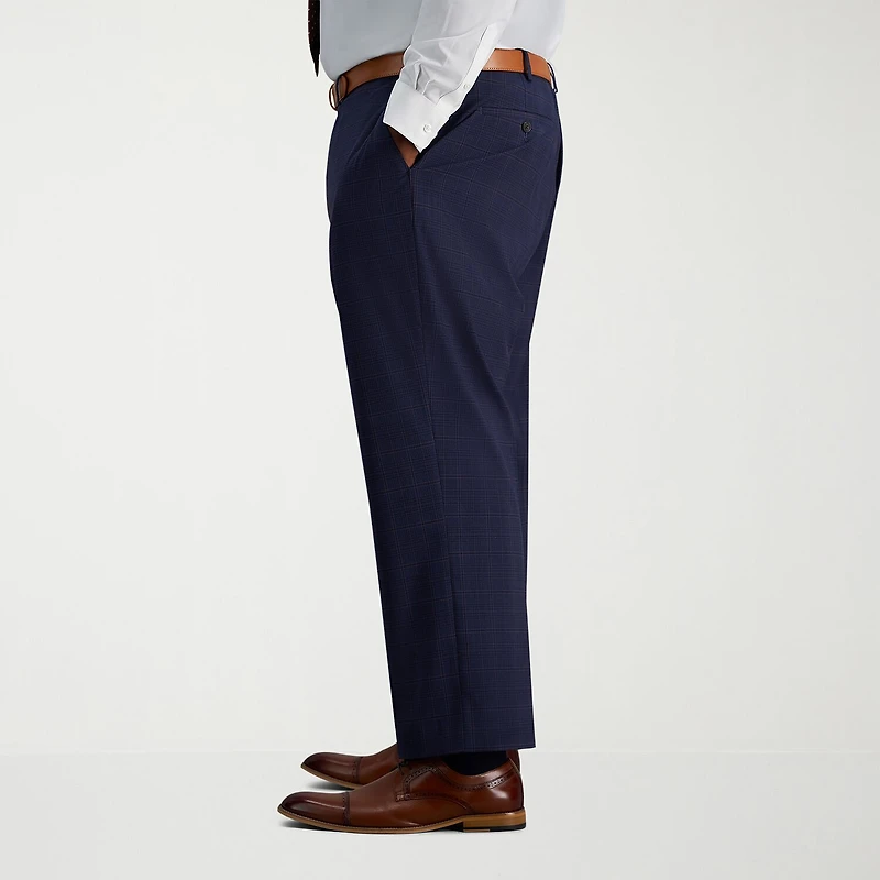 Haggar J.M. Mens Big and Tall Regular Fit Plaid Flat Front Suit Pant