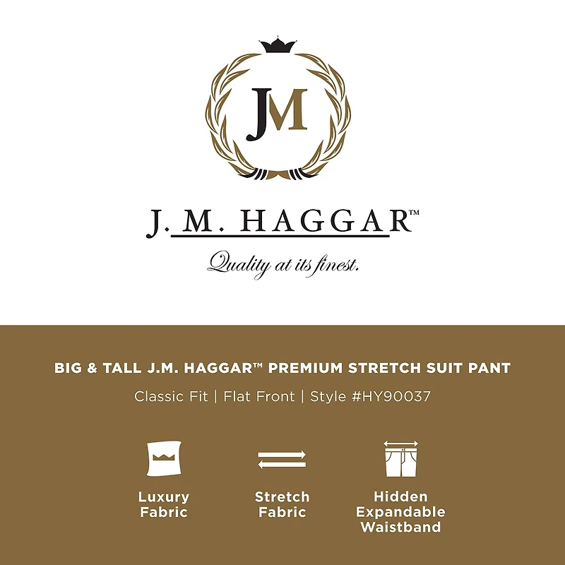 Haggar J.M. Mens Big and Tall Regular Fit Plaid Flat Front Suit Pant
