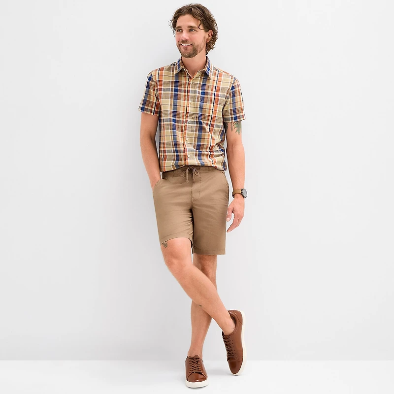 mutual weave Mens 9" Stretch Fabric Drawstring Waist Chino Short