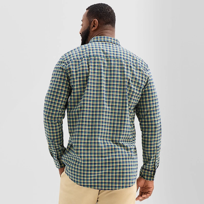 St. John's Bay Everyday Stretch Mens Long Sleeve Slim Fit Tall Button-Down Shirt