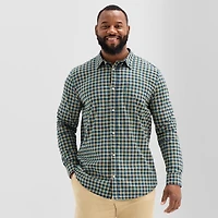 St. John's Bay Everyday Stretch Mens Long Sleeve Slim Fit Tall Button-Down Shirt