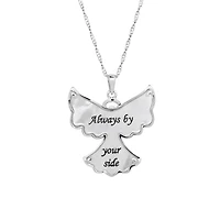 Sterling Silver Mother Of Pearl and Crystal Angel Pendant Necklace
