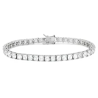 Womens Lab Created White Sapphire Sterling Silver 7.25 Inch Tennis Bracelet