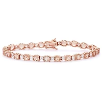 Womens Simulated Pink Morganite 14K Rose Gold Over Silver 7.25 Inch Tennis Bracelet
