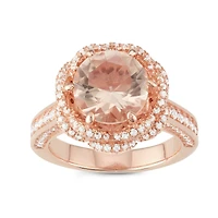 Womens Simulated Pink Morganite 14K Rose Gold Over Silver Cocktail Ring