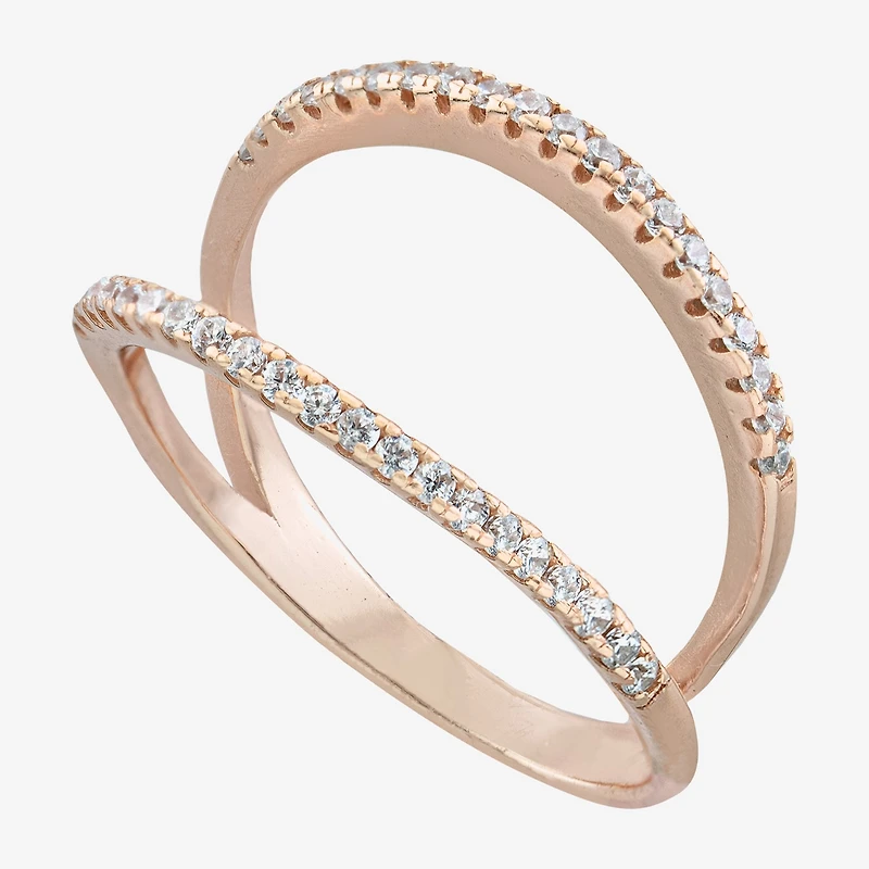 Silver Treasures Womens Cubic Zirconia 14K Rose Gold Over Band