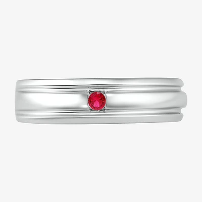 Mens Lab Created Red Ruby Sterling Silver Fashion Ring