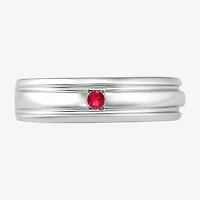 Mens Lab Created Red Ruby Sterling Silver Fashion Ring