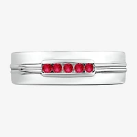 Mens Lab Created Red Ruby Sterling Silver Fashion Ring