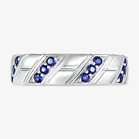 Mens Lab Created Blue Sapphire Sterling Silver Fashion Ring