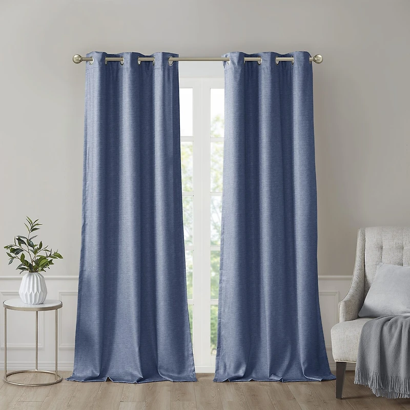 Madison Park Leighton Energy Saving 100% Blackout Grommet Top Set of 2 Curtain Panel