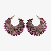 Bijoux Bar Thread Wrapped Open Womens 5 Inch Hoop Earrings