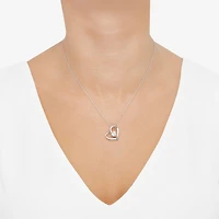 Diamonart Womens White Cubic Zirconia Sterling Silver Heart 18 Inch Pendant Necklace