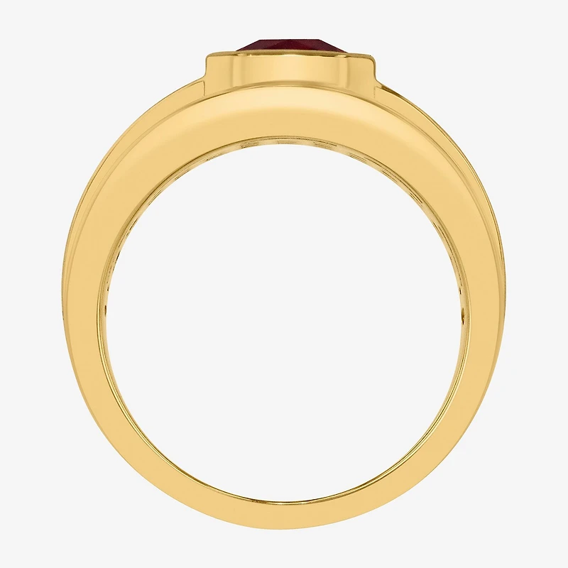 Mens Lab Created Ruby 14K Gold Over Silver Fashion Ring