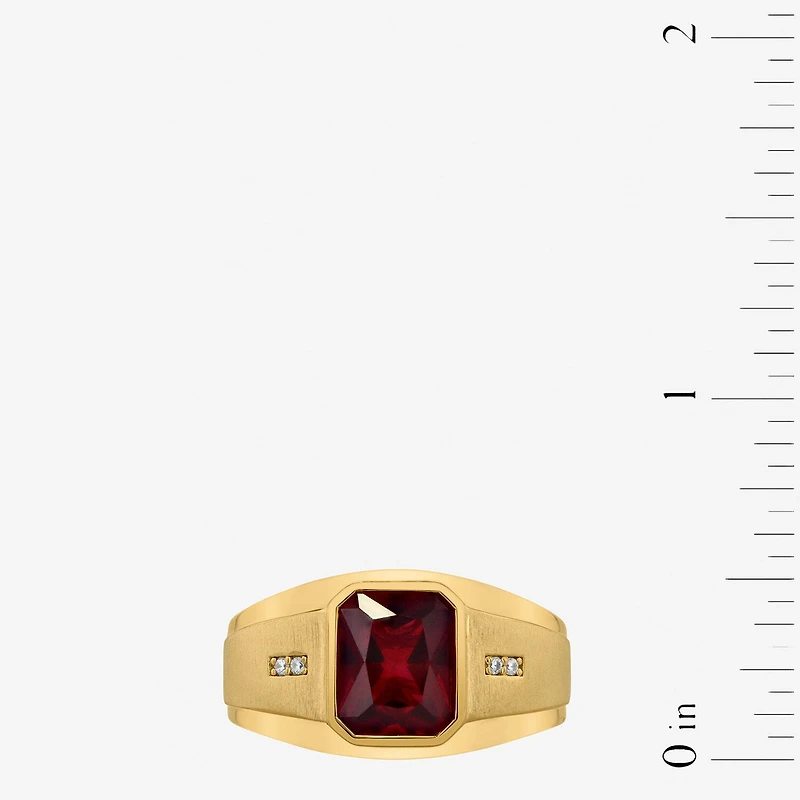Mens Lab Created Ruby 14K Gold Over Silver Fashion Ring