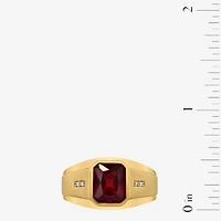 Mens Lab Created Ruby 14K Gold Over Silver Fashion Ring