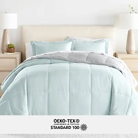 Casual Comfort Reversible Microfiber Down Alternative Complete Bedding Set with Sheets