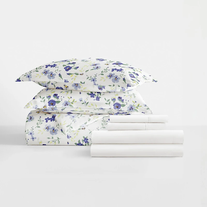 Casual Comfort Patterned Down Alternative Complete Bedding Set with Sheets