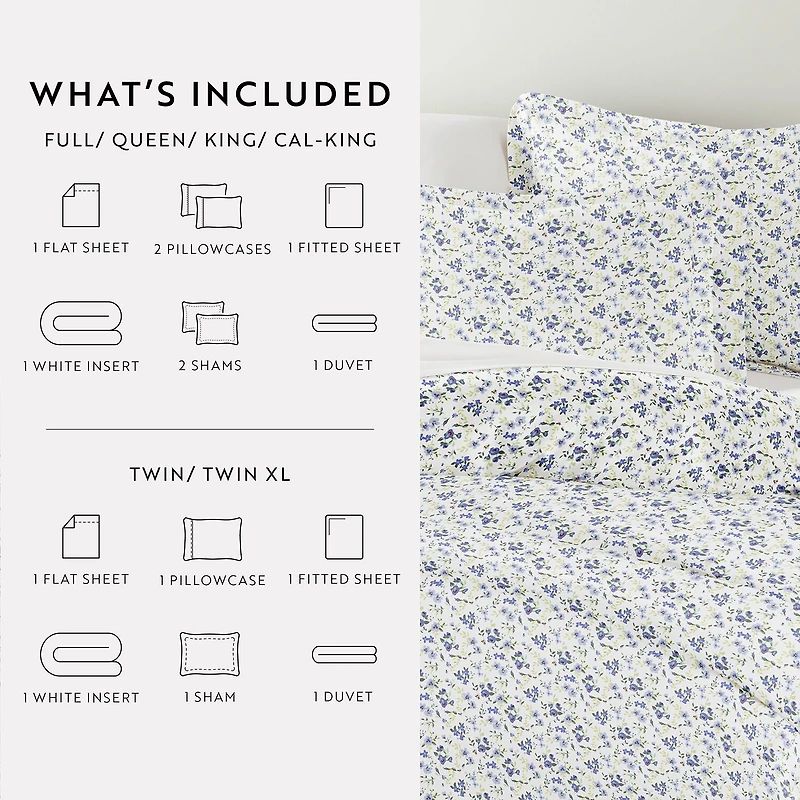 Casual Comfort Patterned Down Alternative Complete Bedding Set with Sheets