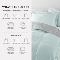 Casual Comfort Reversible Microfiber Down Alternative Complete Bedding Set with Sheets