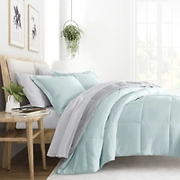 Casual Comfort Reversible Microfiber Down Alternative Complete Bedding Set with Sheets