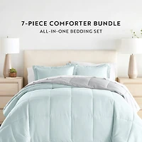 Casual Comfort Reversible Microfiber Down Alternative Complete Bedding Set with Sheets
