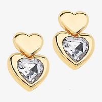 Bijoux Bar Womens Glass Heart Drop Earrings