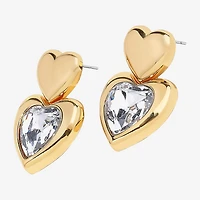 Bijoux Bar Womens Glass Heart Drop Earrings