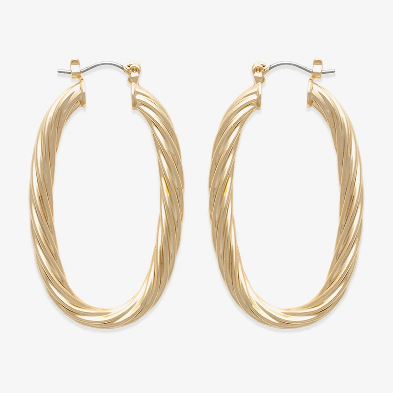 Bold Elements Gold Tone Womens 30.1mm Hoop Earrings