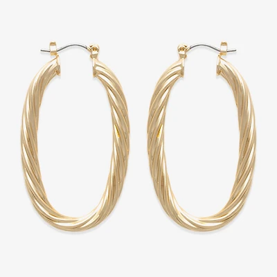 Bold Elements Gold Tone Womens 30.1mm Hoop Earrings